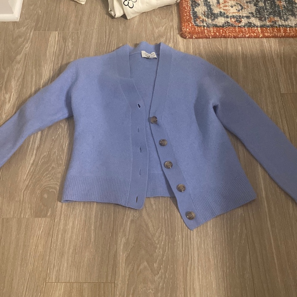 Womens blue button down cartigan